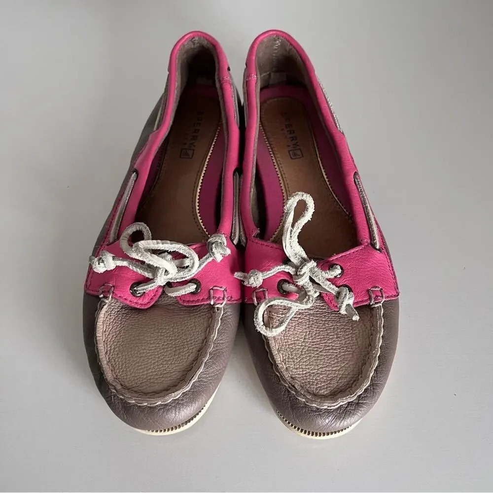 Sperry Top-Sider Audrey Slip-On Pink Leather Lace Boat Shoes